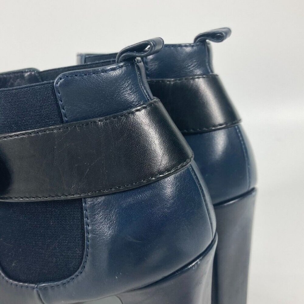 CHANEL short boots shoes heels CC CC Mark turn lock boots Leather Navy - Picture 14 of 16